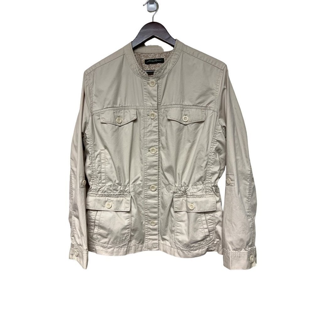 Eddie Bauer Button Closure Long Sleeve Khaki Jacket Women's Size Large